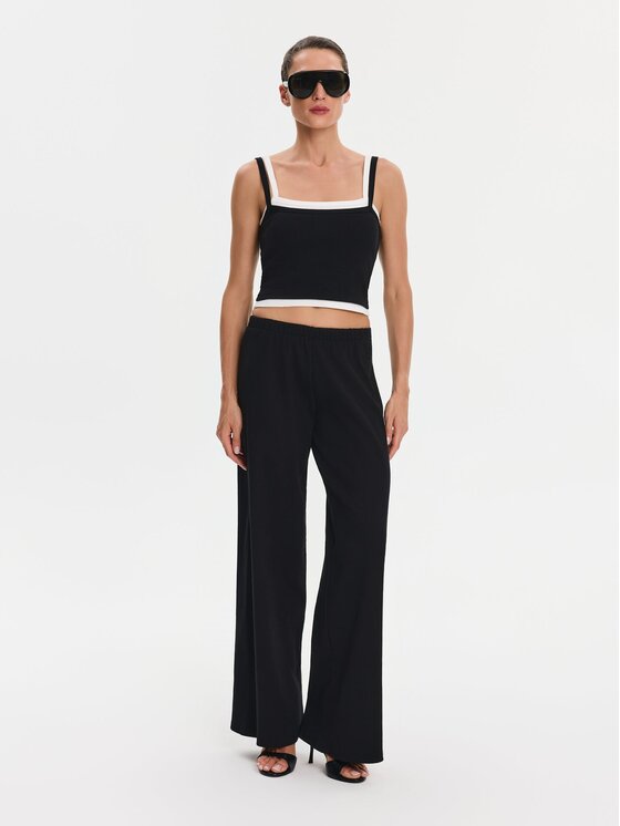 Nudyess Nudyess Top Lisa z prążka Czarny Slim Fit