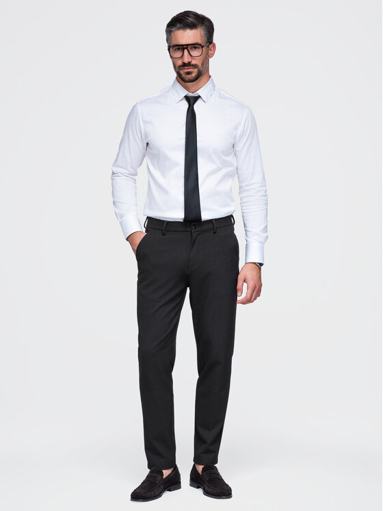 Ombre Ombre Chinosy OM-PACP-0307 Czarny Regular Fit