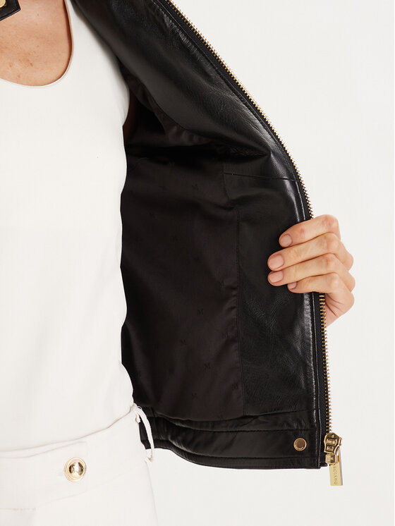 Marciano Guess Marciano Guess Kožená bunda 6RGL09 7133A Čierna Regular Fit