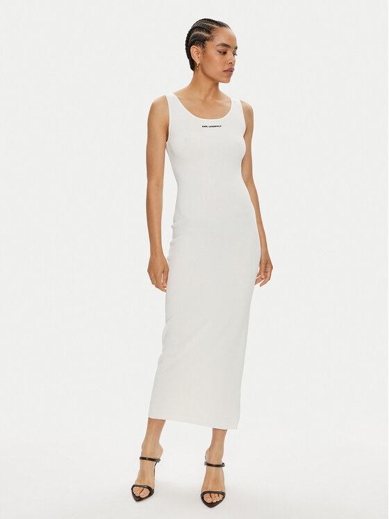 KARL LAGERFELD Vestito estivo 245W1332 Bianco Slim Fit, taglia : M