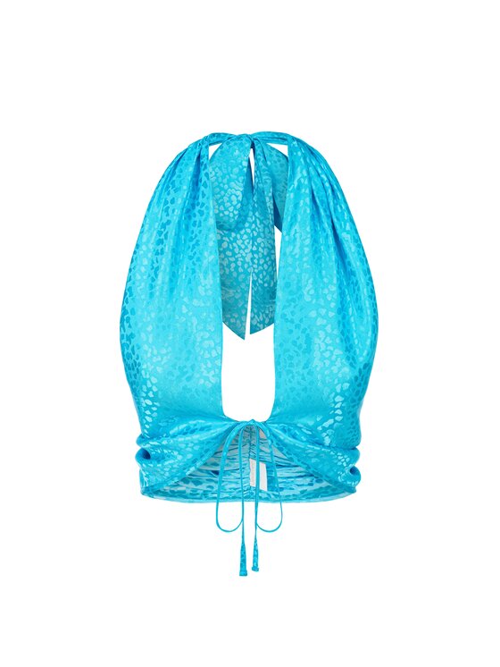 Melismee Stockholm Melismee Stockholm Bluzka Rita Aqua Turkusowy Regular Fit