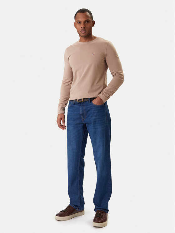 Tommy Hilfiger Tommy Hilfiger Тениска с дълъг ръкав MW0MW10804 Бежов Slim Fit