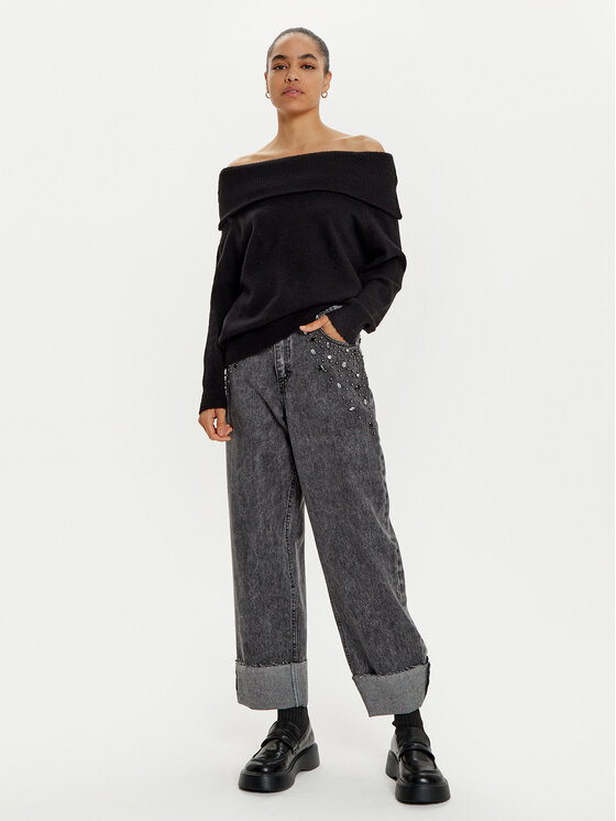 Haveone Haveone Τζιν PLS-M020 Μαύρο Wide Leg