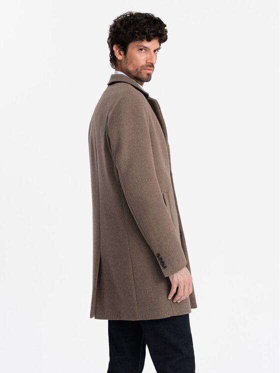Ombre Ombre Kabát OM-COWC-0114-BR Hnědá Regular Fit