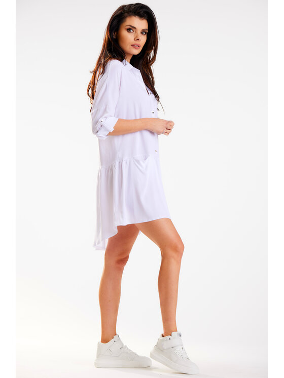 Awama Awama Sukienka letnia A584 Biały Basic Fit