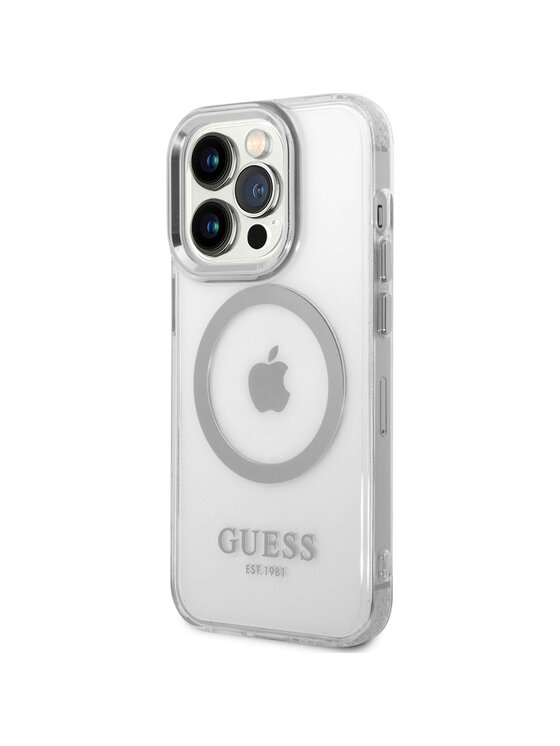 Guess Guess Etui na telefon Outline MagSafe Srebrny
