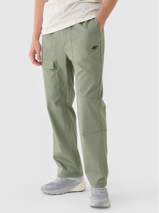 4F 4F Kalhoty z materiálu 4FRSS24TTROM1327-44S Zelená Regular Fit