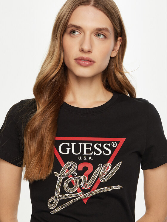 Guess Guess T-Shirt W5RI10 I3Z14 Czarny Regular Fit