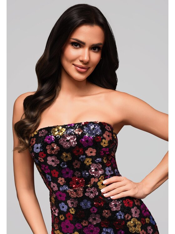 Ombre Ombre Sukienka wieczorowa LA-OM-DLR162 Czarny Regular Fit