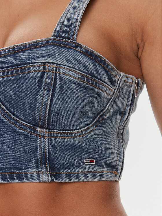 Tommy Jeans Tommy Jeans Топ DW0DW17065 Голубий Slim Fit