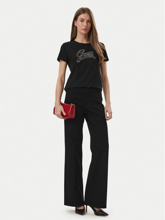 Guess Guess Jeansy W6BA1A D2578 Czarny Wide Leg