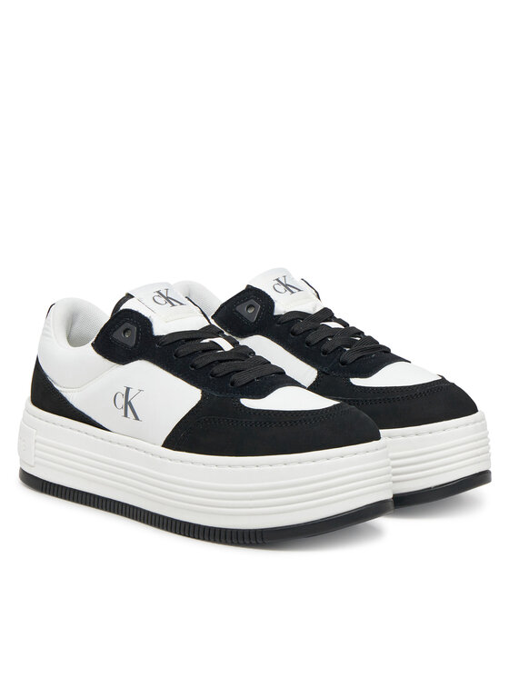 Calvin Klein Jeans Calvin Klein Jeans Sneakersy Bold Flatf Low Lace Mix YW0YW01742 Biela