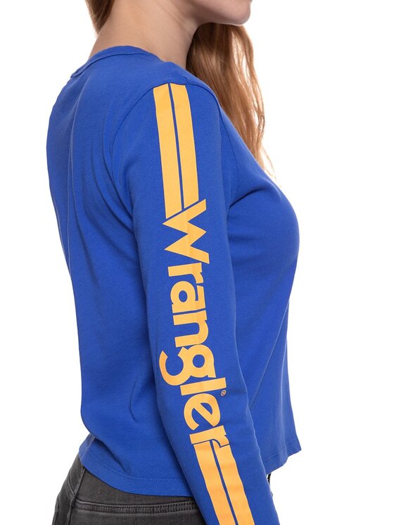 Wrangler Wrangler Bluzka B&Y LS CROP Niebieski Regular Fit