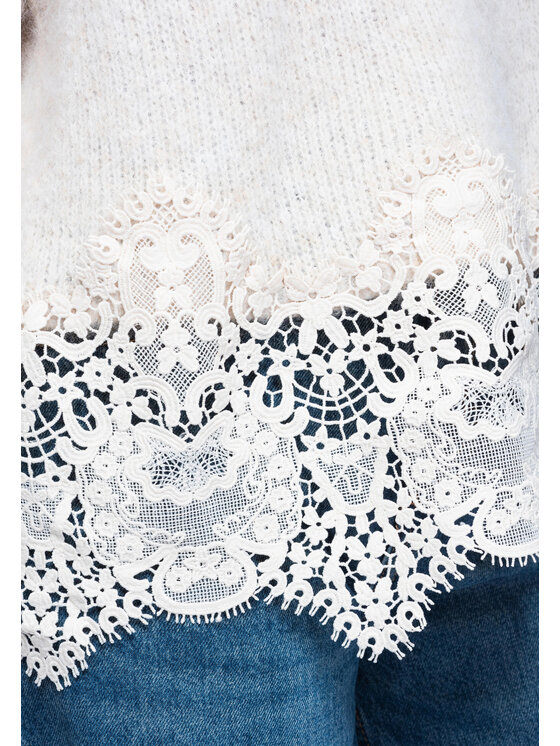 Ombre Ombre Sweter OW-SW-E0006 Beżowy Relaxed Fit
