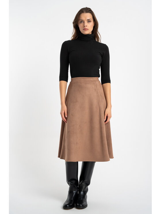 CLICK CLICK Spódnica midi 70-755 Beżowy ciemny Classic Fit