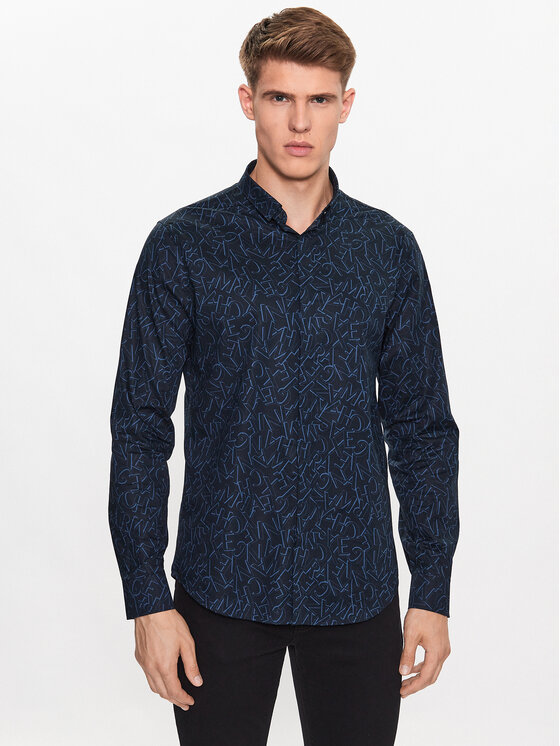 ARMANI EXCHANGE CAMICIA CASUAL Man Blue Navy