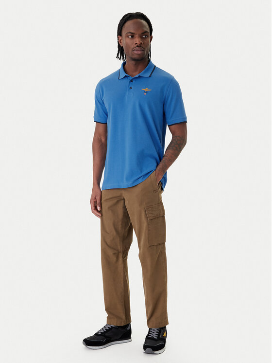 Aeronautica Militare Aeronautica Militare Тениска с яка и копчета 261PO1308UP00082 Син Regular Fit