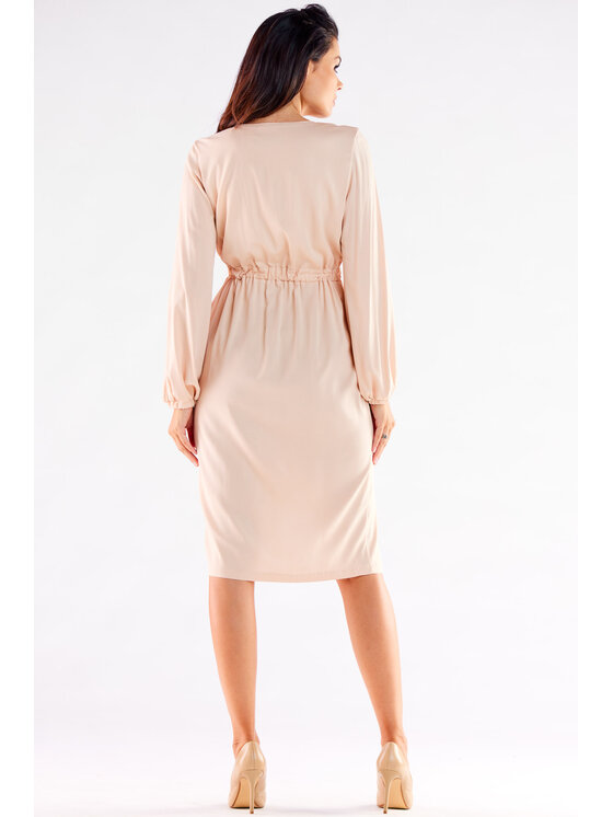 Awama Awama Sukienka letnia A523 Beżowy Basic Fit