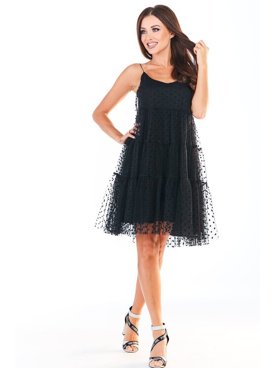 Awama Awama Sukienka letnia A356 Czarny Basic Fit