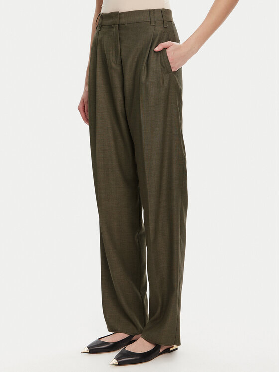 Marella Marella Kalhoty z materiálu Hull 2523136161 Khaki Loose Fit