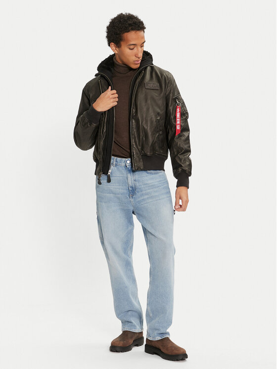 Alpha Industries Alpha Industries Geacă din imitație de piele 123106 Negru Regular Fit