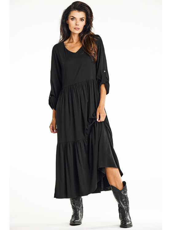 Awama Awama Letné šaty A669 Čierna Basic Fit