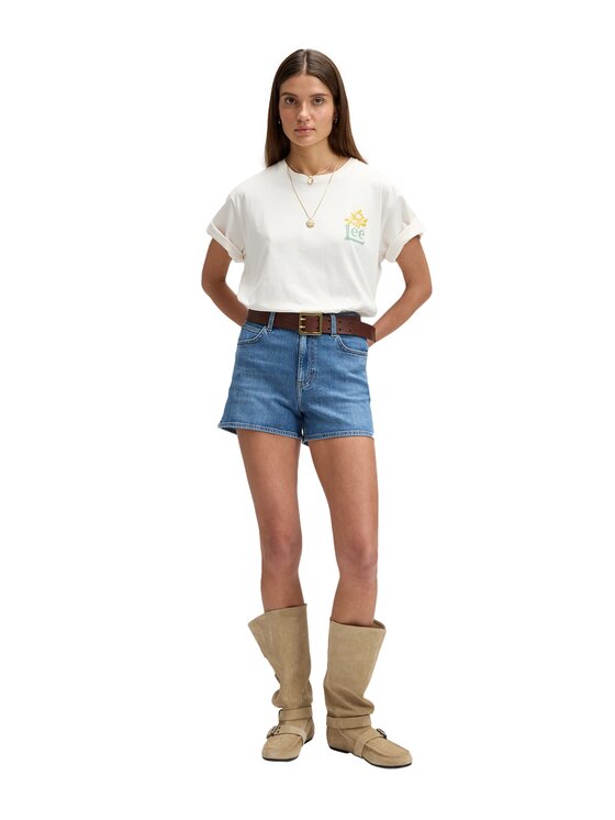 Lee Lee Szorty jeansowe 112376614 Niebieski Regular Fit