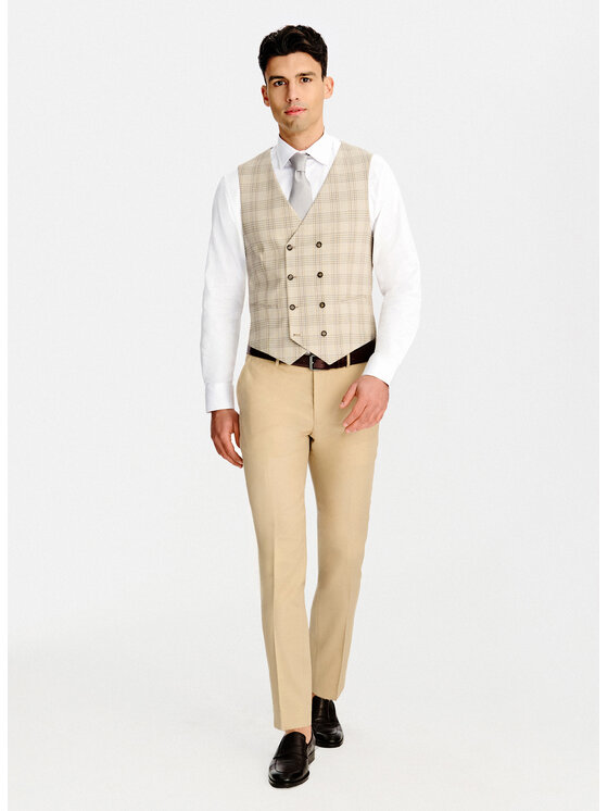 Pako Lorente Pako Lorente Kamizelka garniturowa P26SF-8X-012 Beżowy Slim Fit