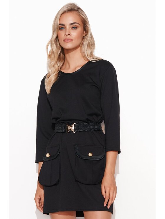 Makadamia Makadamia Sukienka koktajlowa M752 Czarny Shaped Fit