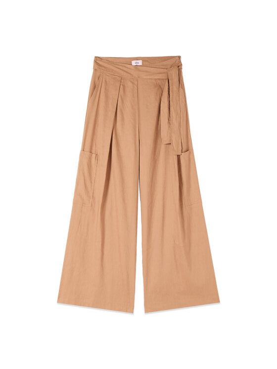 Oltre Oltre Spodnie materiałowe P011R008939N022 Kremowy Baggy Fit