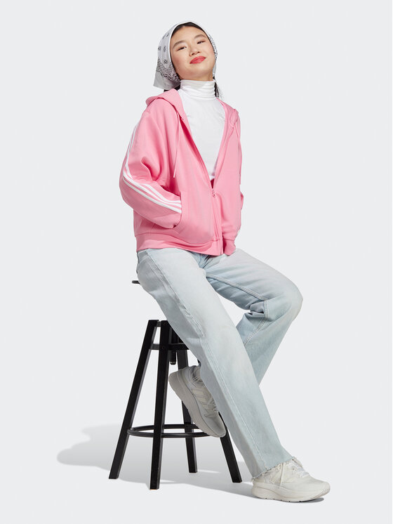 adidas Jopa Future Icons 3-Stripes Full-Zip Hoodie IB8516 Roza Loose ...