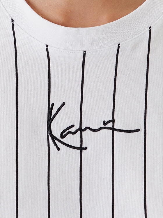 Karl Kani Karl Kani T-shirt Small Signature Essential Pinstripe 6137879 Bijela Relaxed Fit