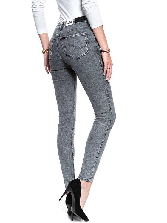 Lee Lee Jeansy SCARLETT HIGH Szary Skinny Fit