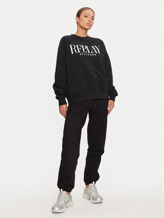 REPLAY REPLAY Pulóver W3106C.000.22890CS Fekete Oversize