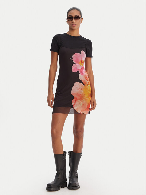 Desigual Desigual Плетена рокля 26SWVK20 Черен Slim Fit