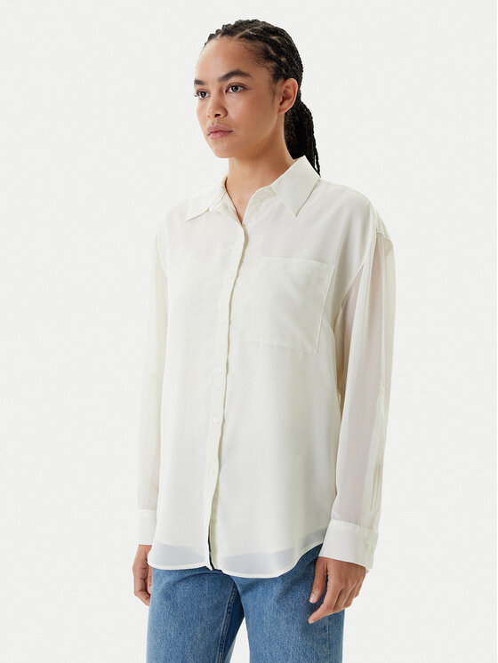 Calvin Klein Košeľa LV044B902G Écru Regular Fit