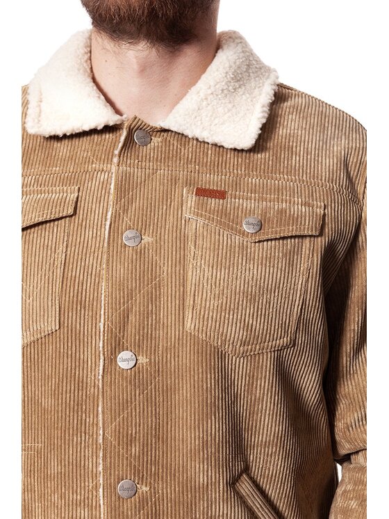 Wrangler Wrangler Giubbotto invernale CORD TRUCKER Beige Regular Fit