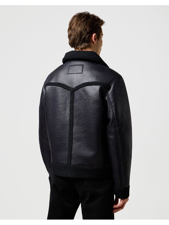 Wrangler Wrangler Pārejas jaka SHEARLING JACKET Melns Regular Fit