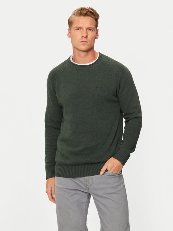 INDICODE INDICODE Megztinis Santorino 35-718 Žalia Regular Fit