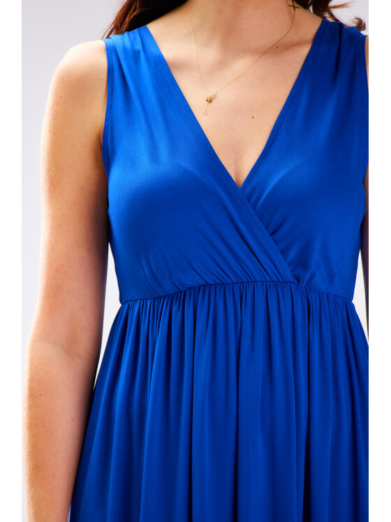 Awama Awama Sukienka letnia A581 Niebieski Basic Fit