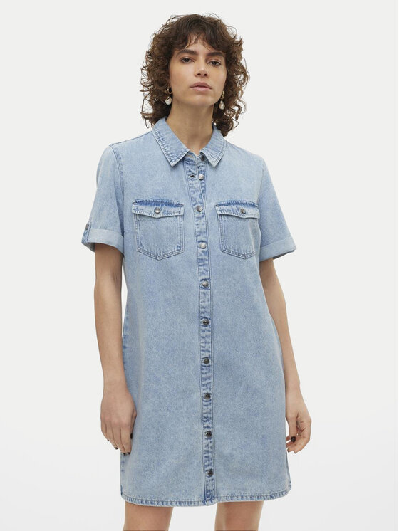 Vero Moda Vero Moda Džinsa kleita Jennie 10309665 Gaiši zila Regular Fit