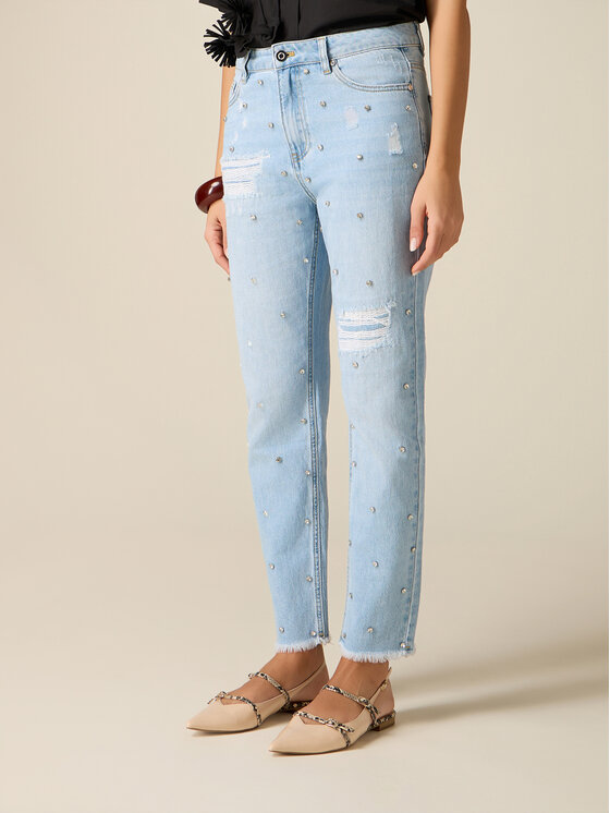 Oltre Oltre Jeans P458R008882N004 Turchese Regular Fit