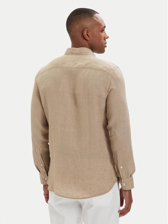 Tommy Hilfiger Tommy Hilfiger Риза MW0MW41530 Тъмнобежов Regular Fit