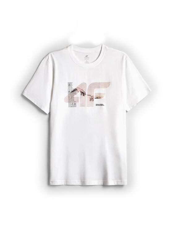 4F 4F T-Shirt STUDIO 4F Biały Regular Fit
