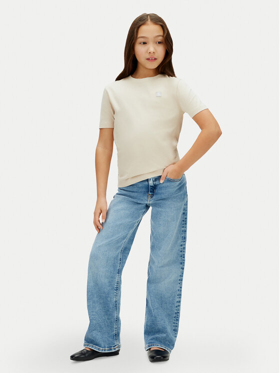 Calvin Klein Jeans Calvin Klein Jeans Tričko Mono Mini Badge LV1CKSJA30 Béžová Regular Fit