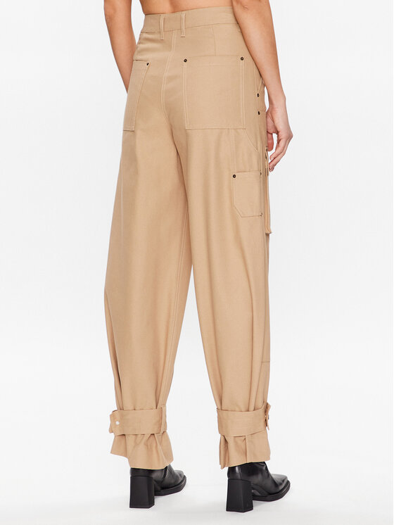 Remain Remain Текстилни панталони Canvas Cargo 5001672546 Бежов Regular Fit