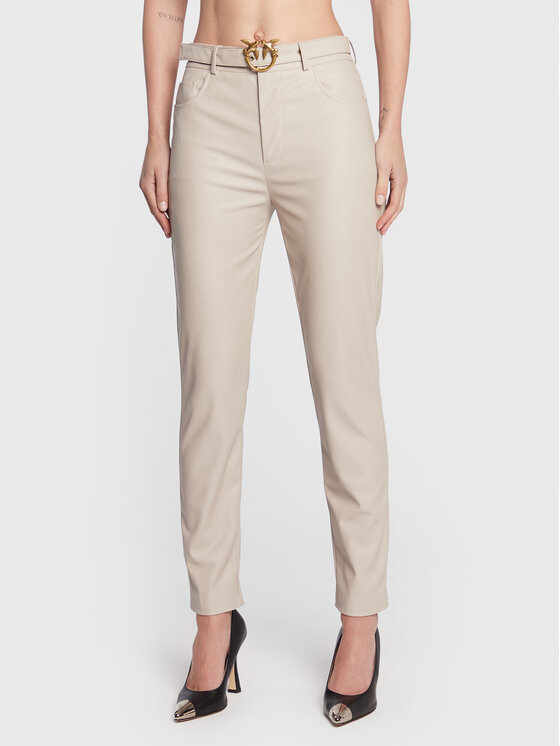 Pinko Pantaloni din imitație de piele Susan 36 1G17XE 7105 Gri Skinny Fit