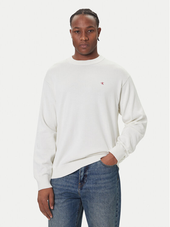 Calvin Klein Jeans Sweter LV04RC309G Écru Regular Fit