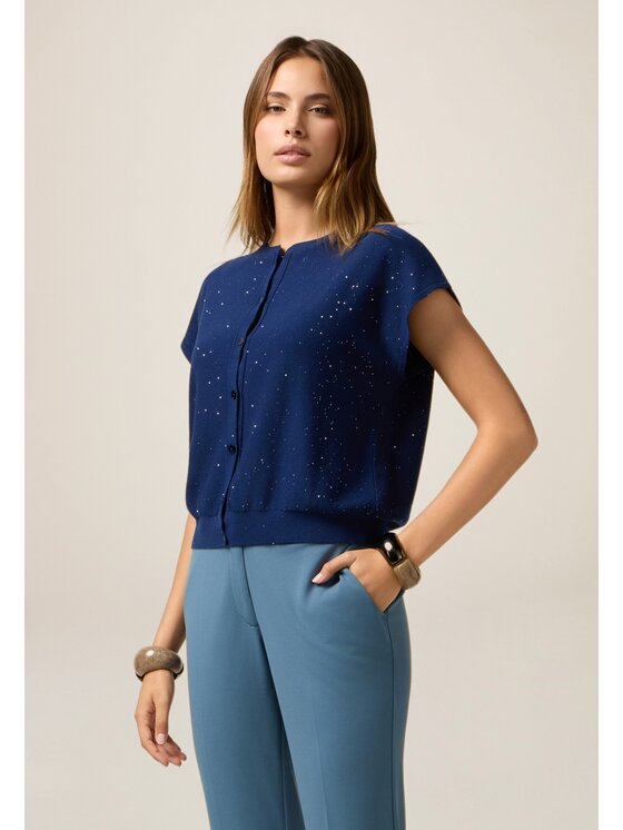 Oltre Oltre Cardigan M495J005256N034 Blu Regular Fit