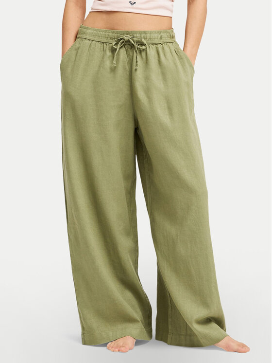 Roxy Roxy Штани з тканини Lekeitio Break ERJNP03545 Зелений Wide Leg